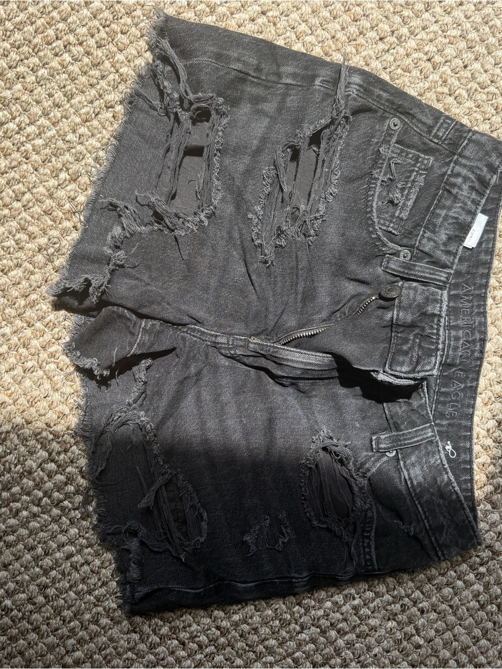 American Eagle Outfitters Distressed Black Jean Shorts